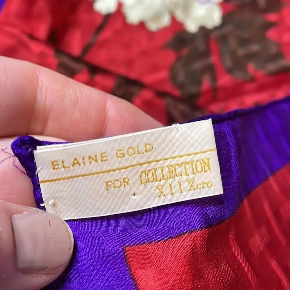 Vintage Elaine Gold floral silk scarf